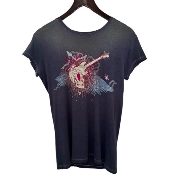 Awake Inc Vintage Blue Skull Graphic Print Short Sleeve Tee Size Small - Picture 1 of 3